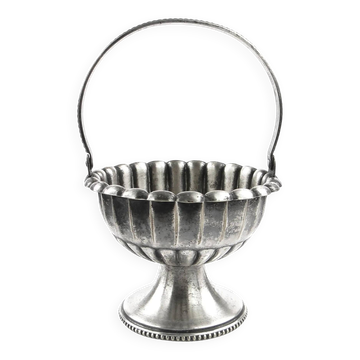 Sucrier Art Nouveau, métal étain ou argenté, Suède, début du 20e siècle
