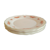 Set of 6 flat plates Arcopal vintage floral decoration
