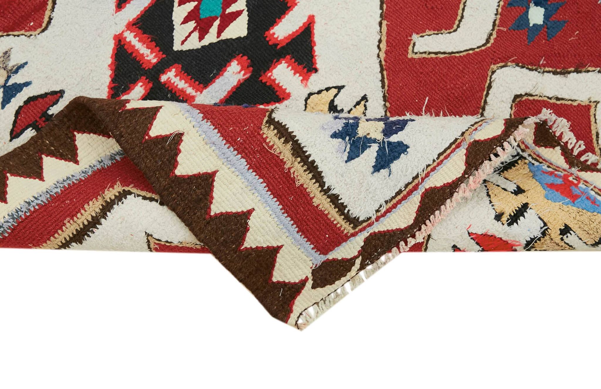 Tapis kilim vintage herki tissé à la main en Turquie 96 cm x 332 cm