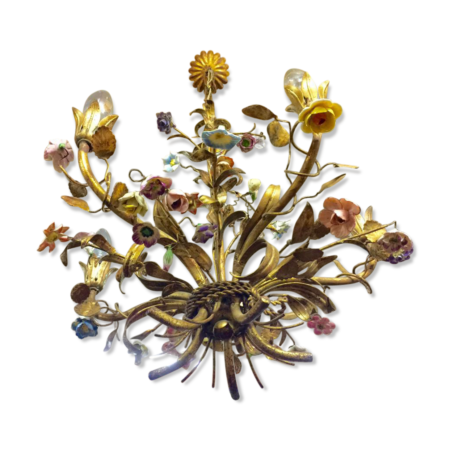 Chandelier in bronze and porcelain of the period 1900