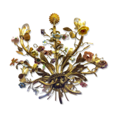 Lustre en bronze et porcelaine d'époque 1900