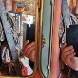 Solid brass triptych barber mirror