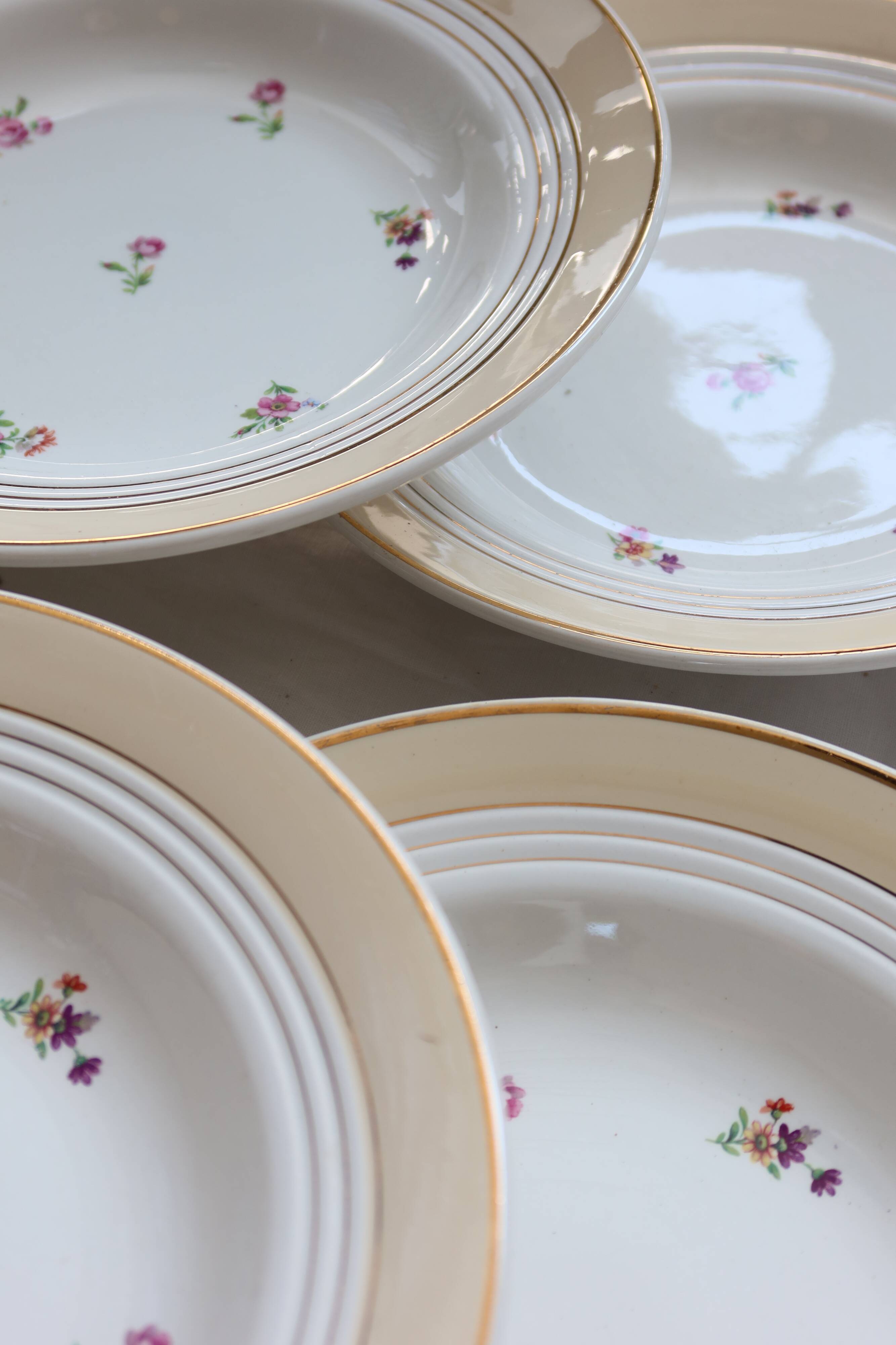 6 vintage Céranord France “Cheverny” soup plates - Floral pattern