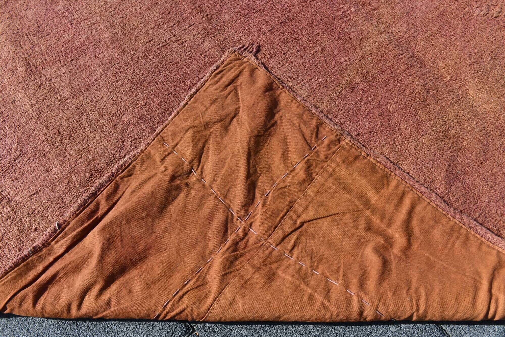 6x9 Turkish Vintage Kilim Rug, Terracotta Hand-Woven Minimalist Carpet