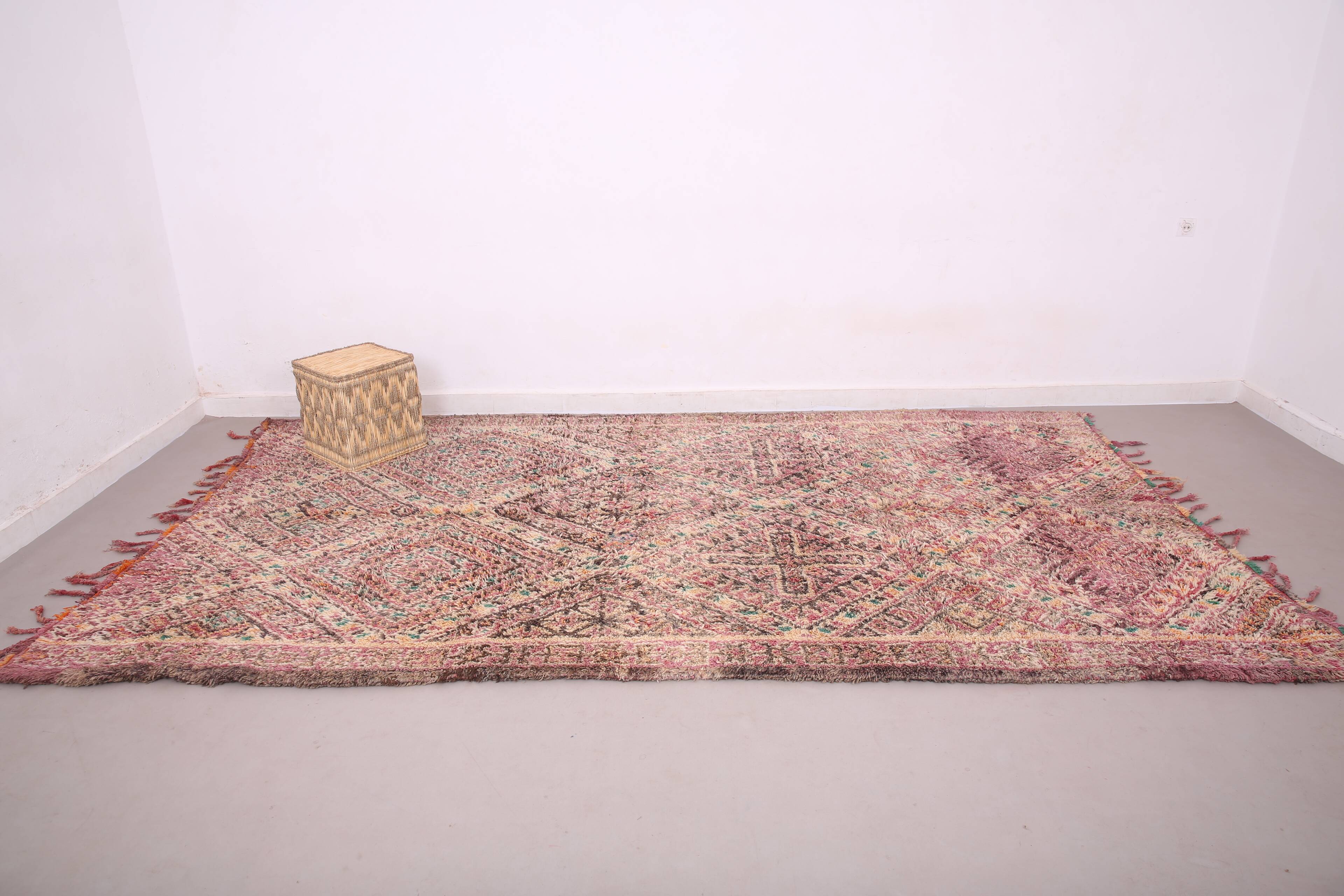 Tapis en laine marocain vintage 200 x 358 cm - Tapis berbère fait main rare - Antique