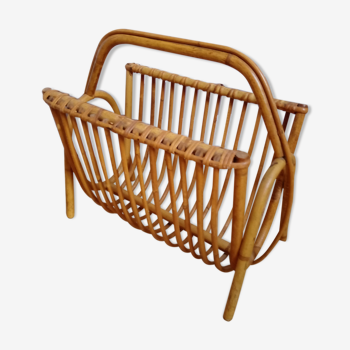 Vintage rattan magazine holder