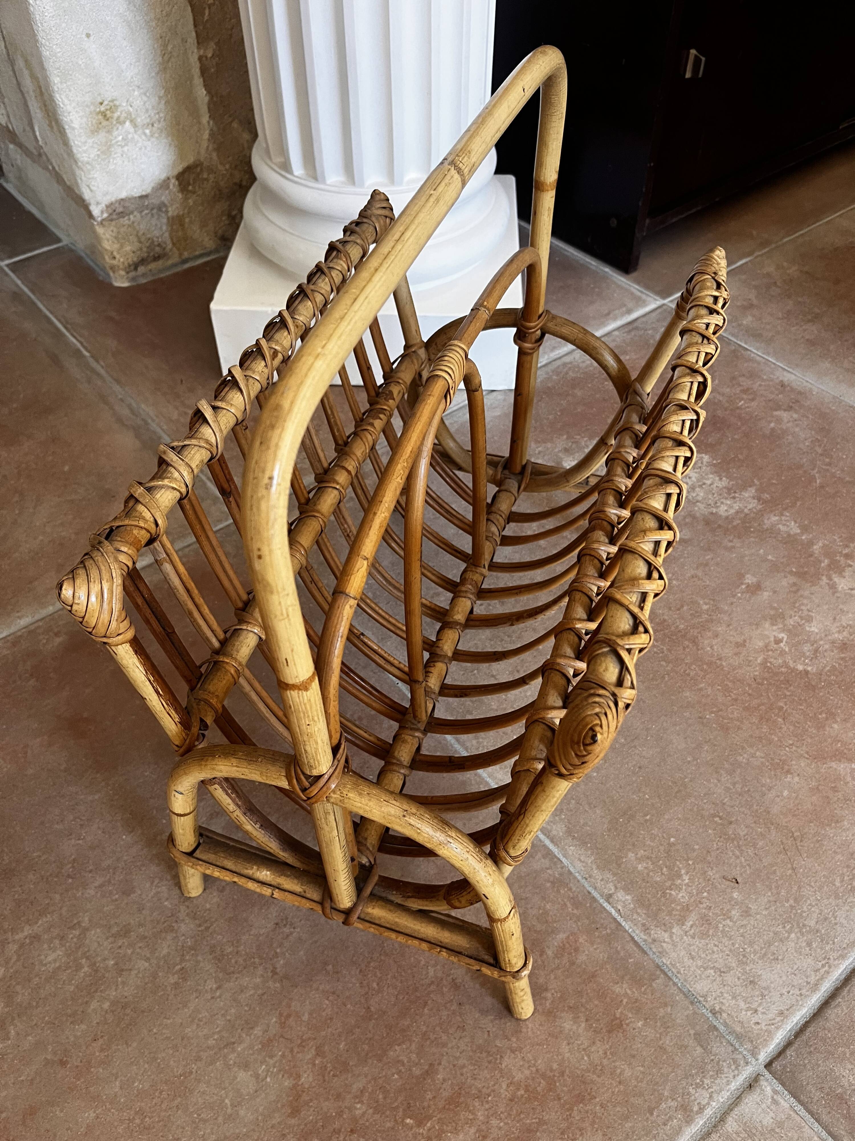 Rattan magazine rack