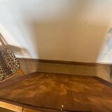 Large old art deco mirror in wood and beveled glass
