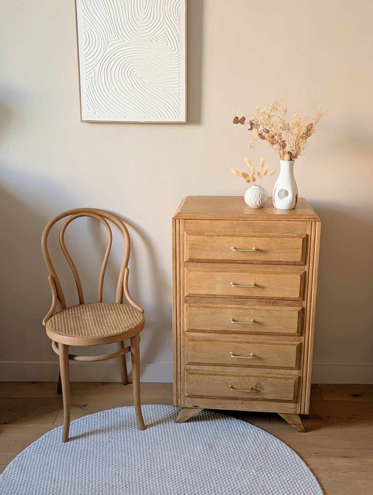 Chiffonnier vintage années 50 60 rénové pieds compas