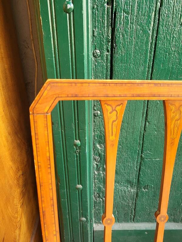 Series of 4 directory chairs in marquetry and cherry wood