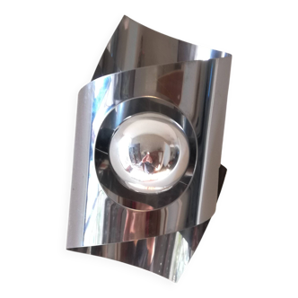 Space Age wall light in polished stainless steel 1970