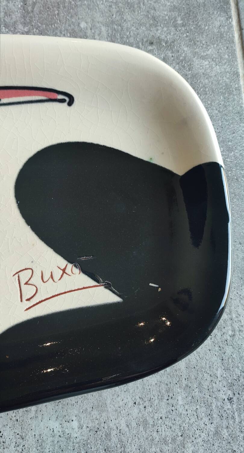 Elongated platter signed Thomas Buxó, Atzana workshop, modernist ceramics