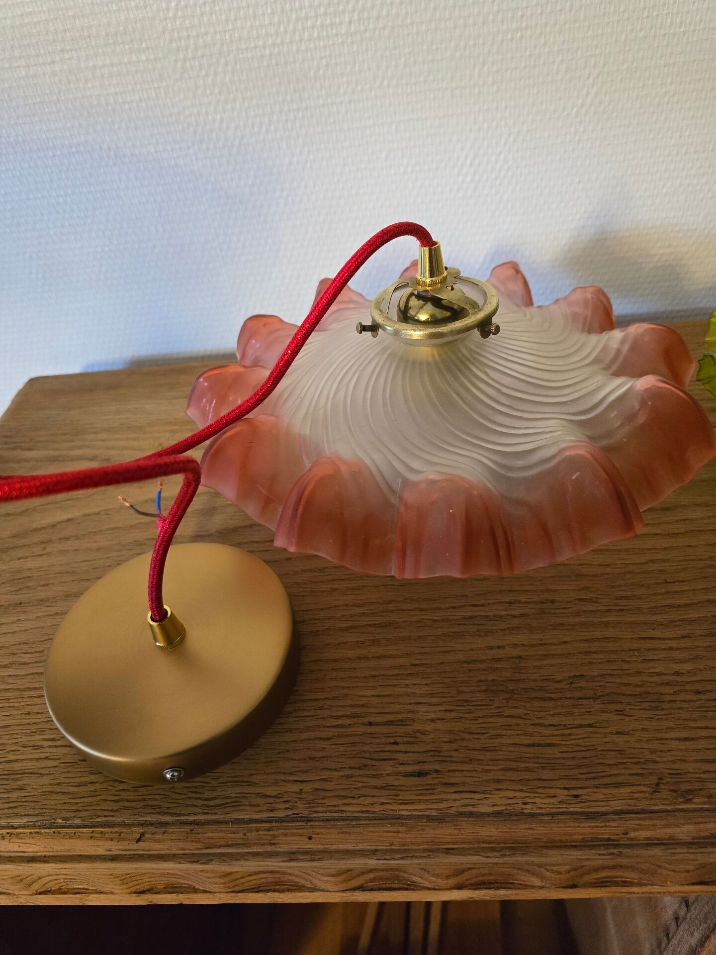 "Oriental Tulips" light suspension - blown glass in pink-orange