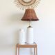 Mid Century Organic Modern Bamboo & Rattan Sunburst Patinated Mirror, 1960s