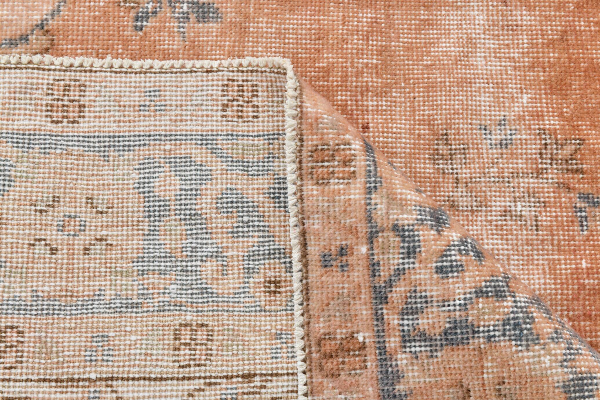 5'0 x 8'7 Ft Terracotta & Faded Blue Floral Vintage Persian Rug, 153x261 Cm