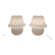 Pair of vintage opaline glass lamps by Hustadt Leuchten in the shape of mushrooms.
