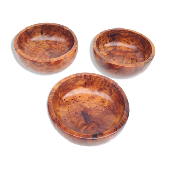 Lot of three precious wooden cups of thuya