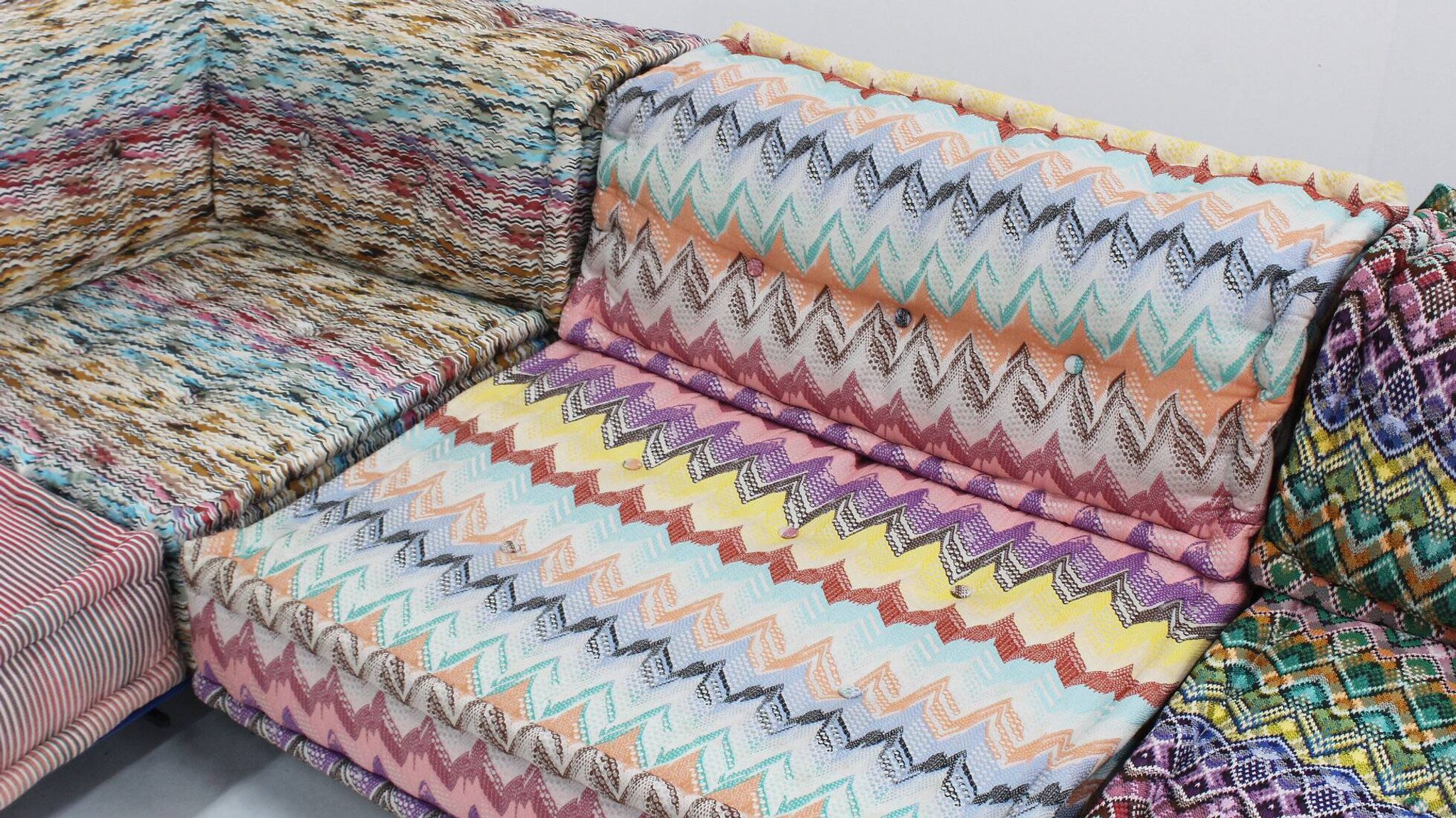 Roche Bobois Mah Jong sofa Missoni design by Hans Hopfer with platform