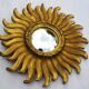 Old mirror sun domed golden wood "witch's eye"