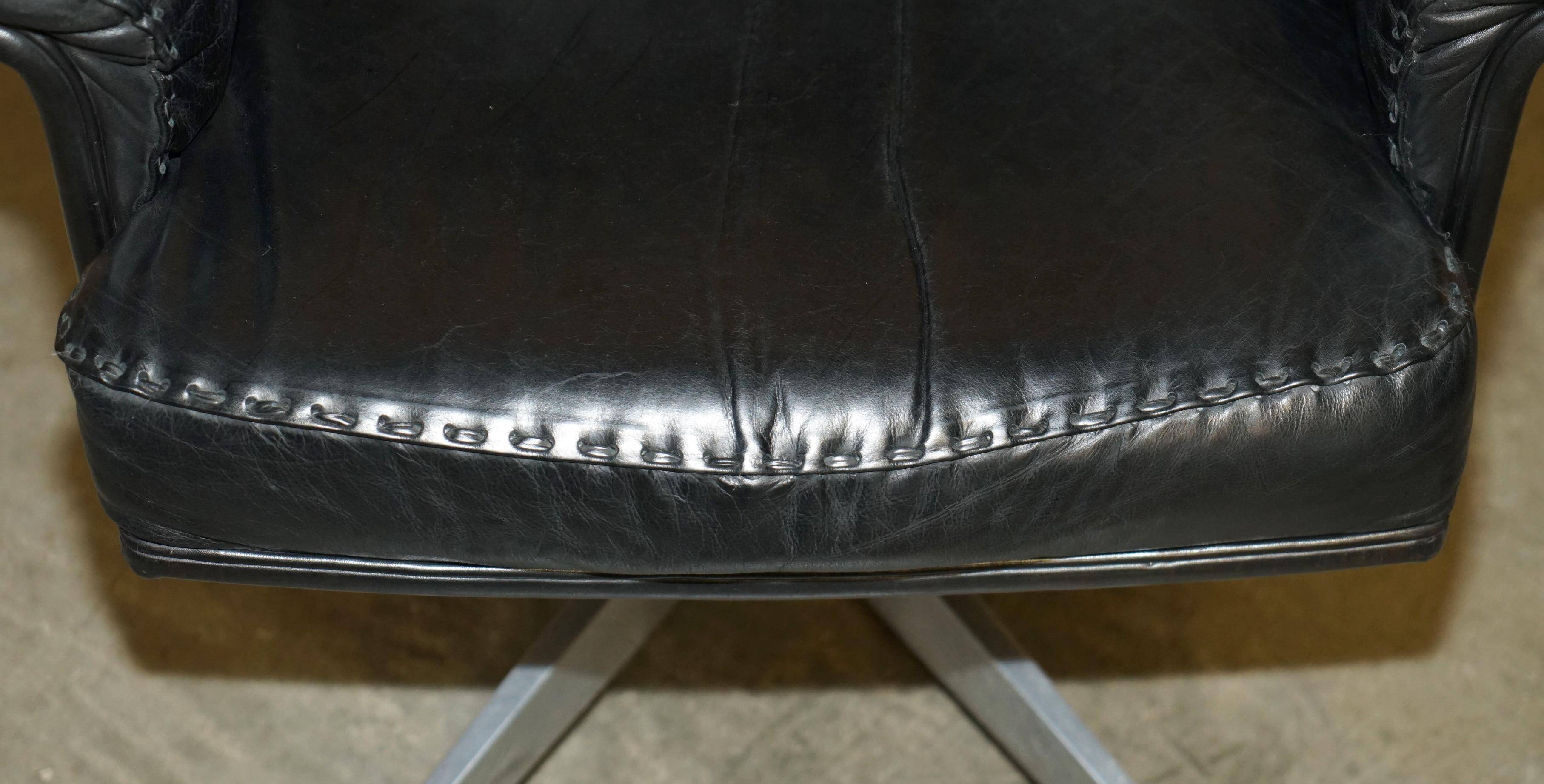 Vintage executive swivel office chair De Sede DS35 - mid-century leather