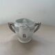 Antique white French porcelain sauce boat M&S with silver trim.