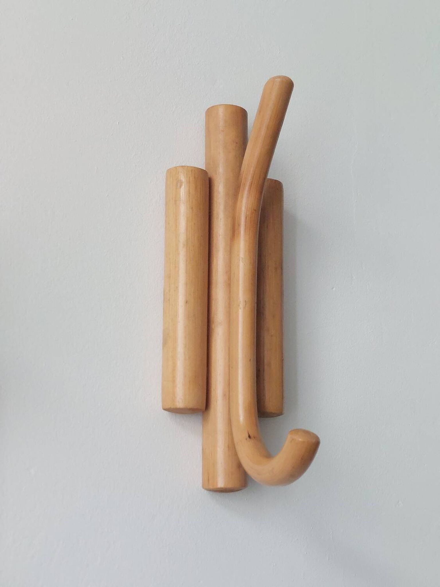 Porte-manteaux muraux vintage en bambou du milieu du siècle