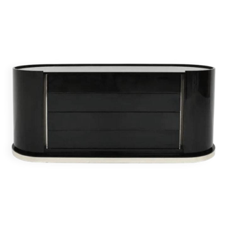 Round black lacquered cabinet with drawers by Mario Sabot, 1970