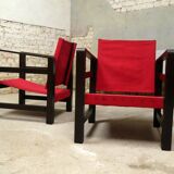 paire de fauteuils safari en chêne, 1950