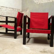paire de fauteuils safari en chêne, 1950