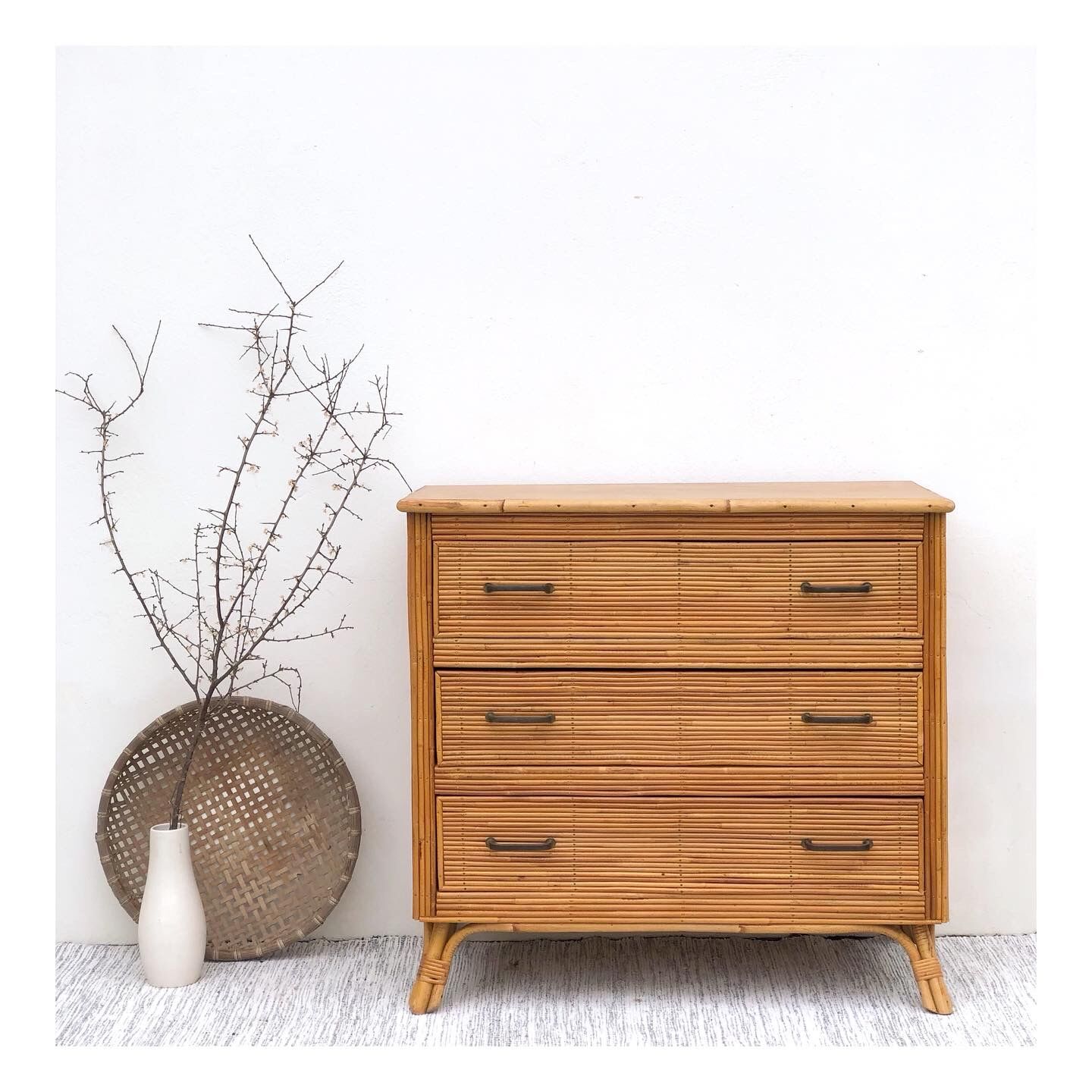 Vintage rattan chest of drawers
