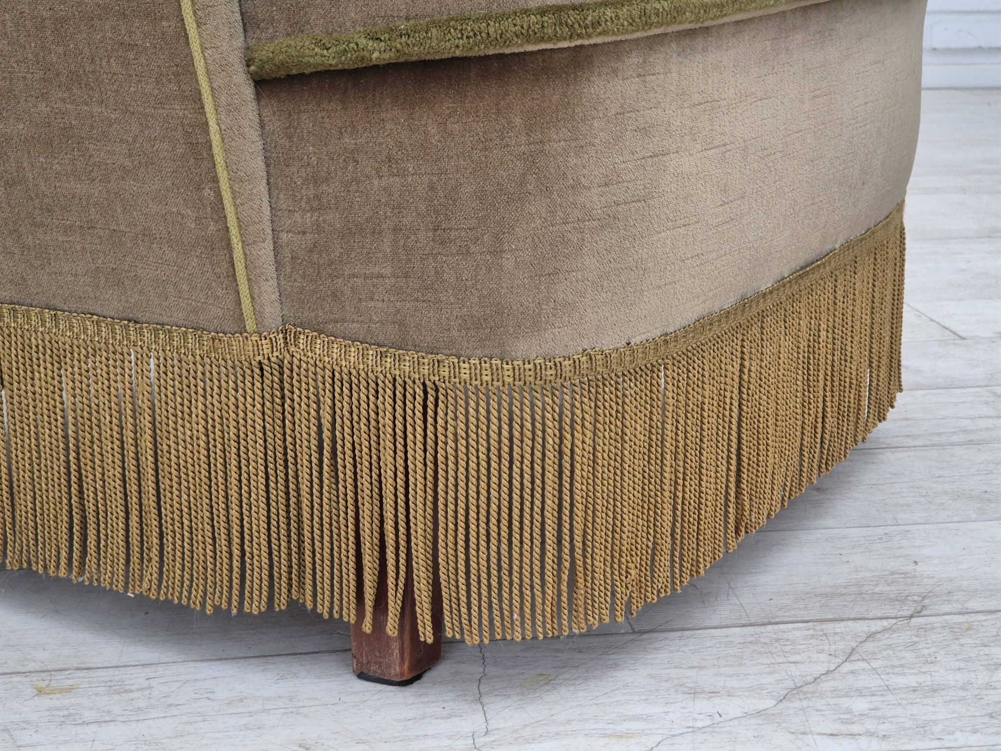 1970s, Danish lounge chair, original condition, furniture velour, beech wood legs.