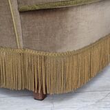 1970s, Danish lounge chair, original condition, furniture velour, beech wood legs.