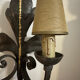 Large lily flower wrought iron wall light from the 1960s.