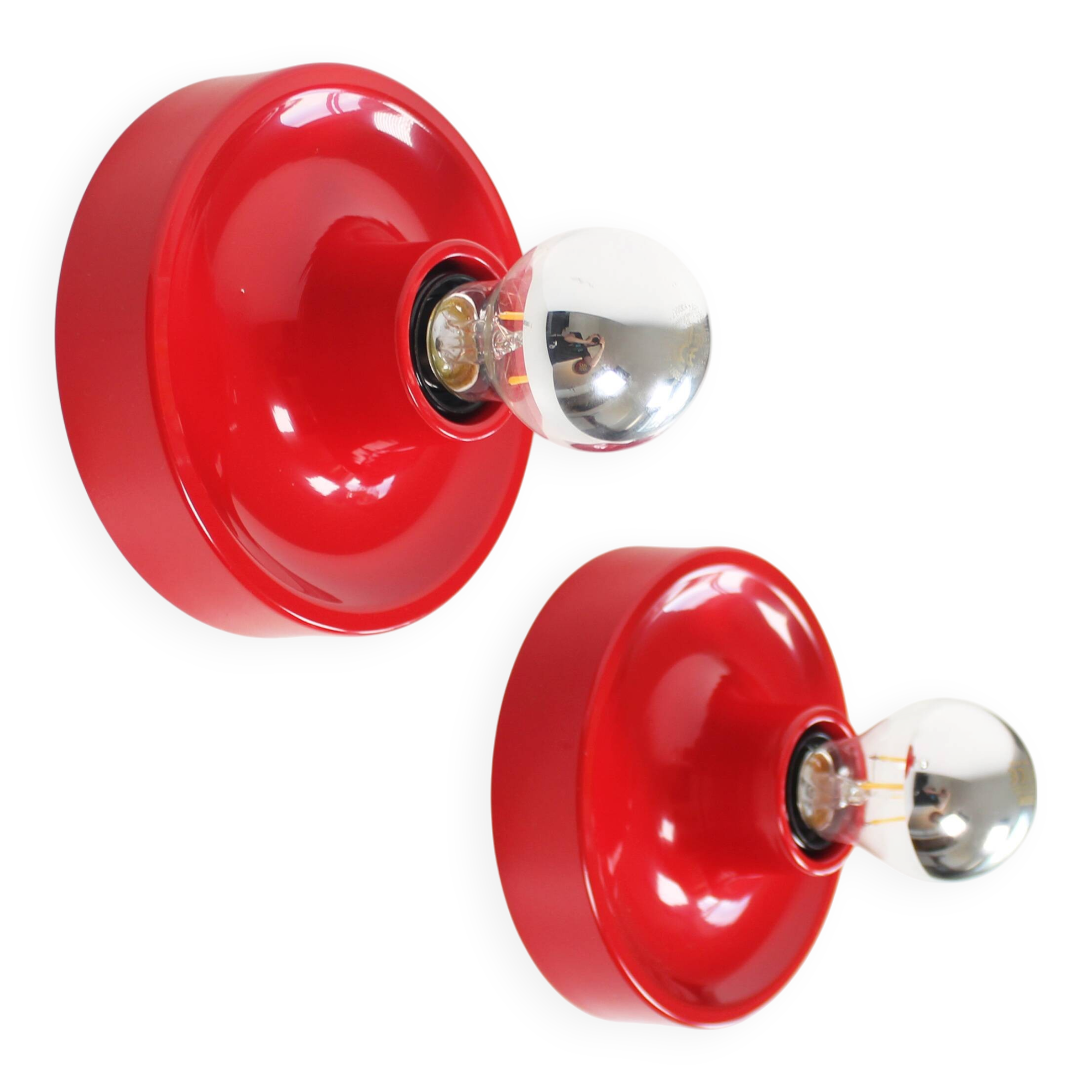 Pair of petite Disc sconces selected by Charlotte Perriand for Les Arcs