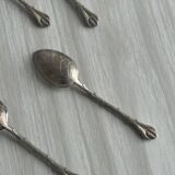 Set of 10 small silver metal spoons