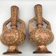 Pair of vases in faïence hispano mauresque decoration arabasques irise reflections metal