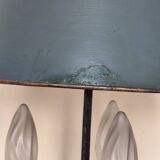 Three-light bouillotte lamp in gold metal, desk lamp.