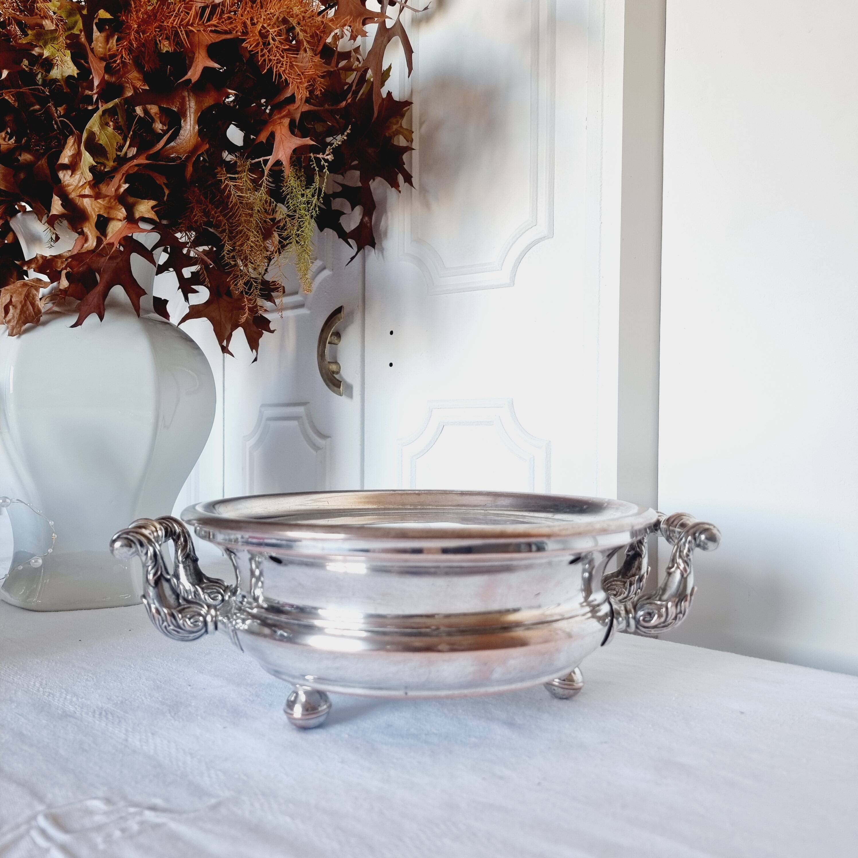 Antique 20th century silver plated baroque style plate warmer