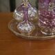 Ensemble carafes et verres en verre soufflé rose 1950’s