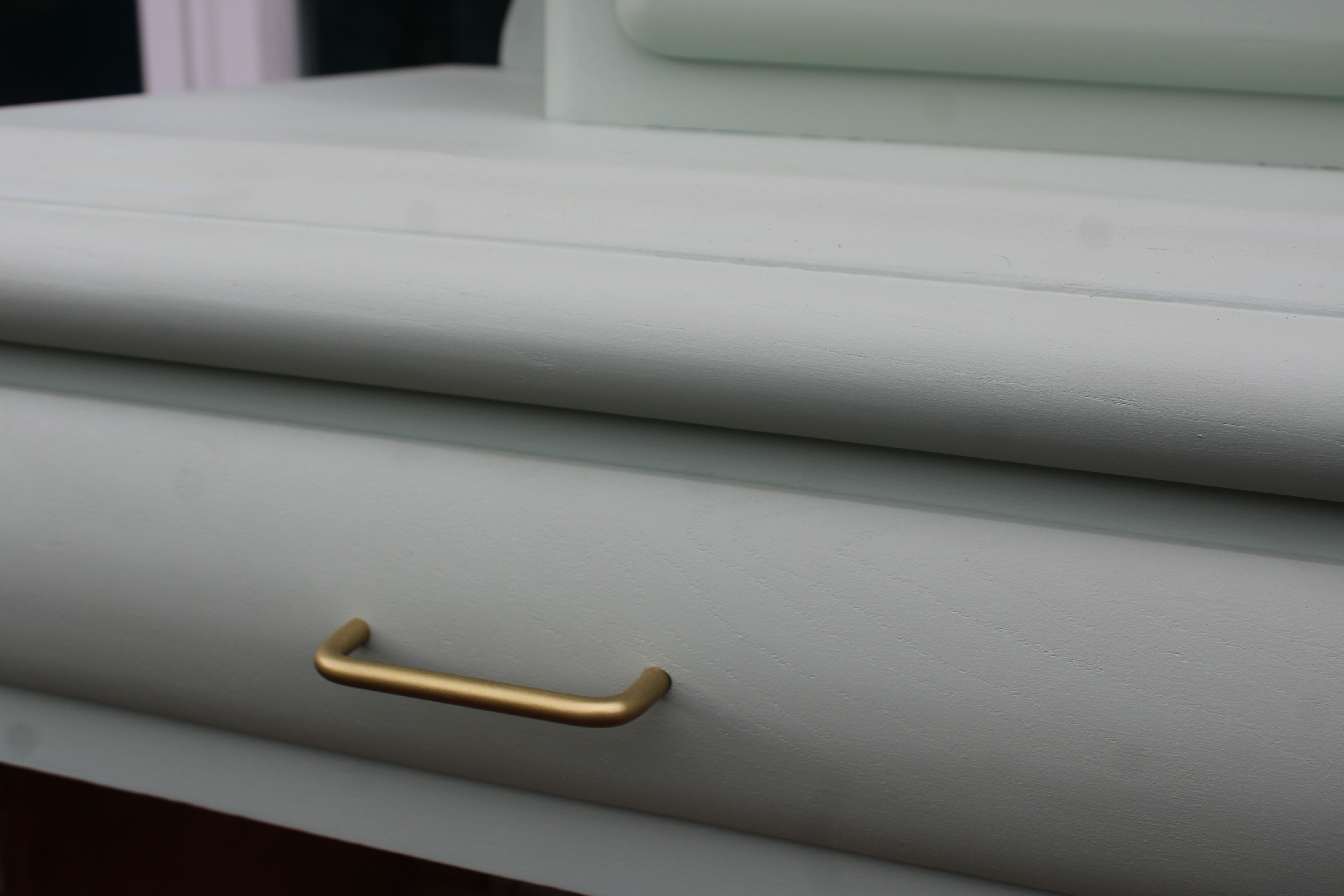 Renovated vintage Mado sideboard – Celadon green & natural cane