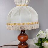 Rustic chic bedside lamp, wood and dome lampshade