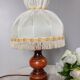 Rustic chic bedside lamp, wood and dome lampshade