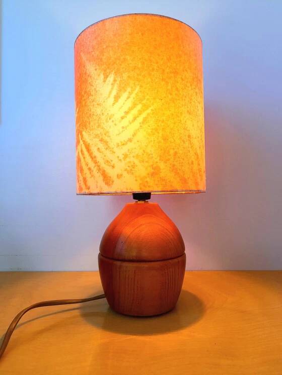 1970s wooden bedside lamp