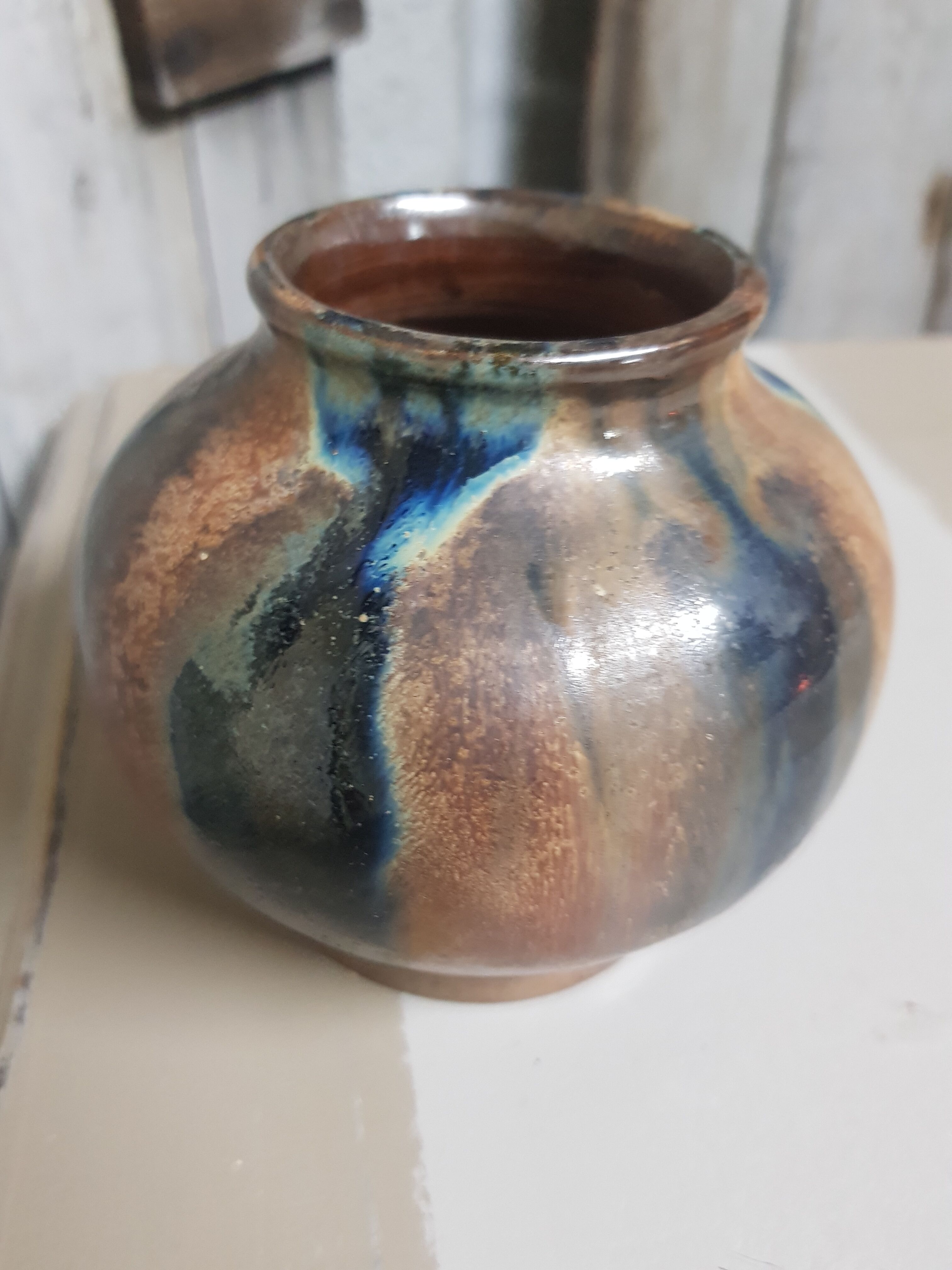 Silver renault ball vase