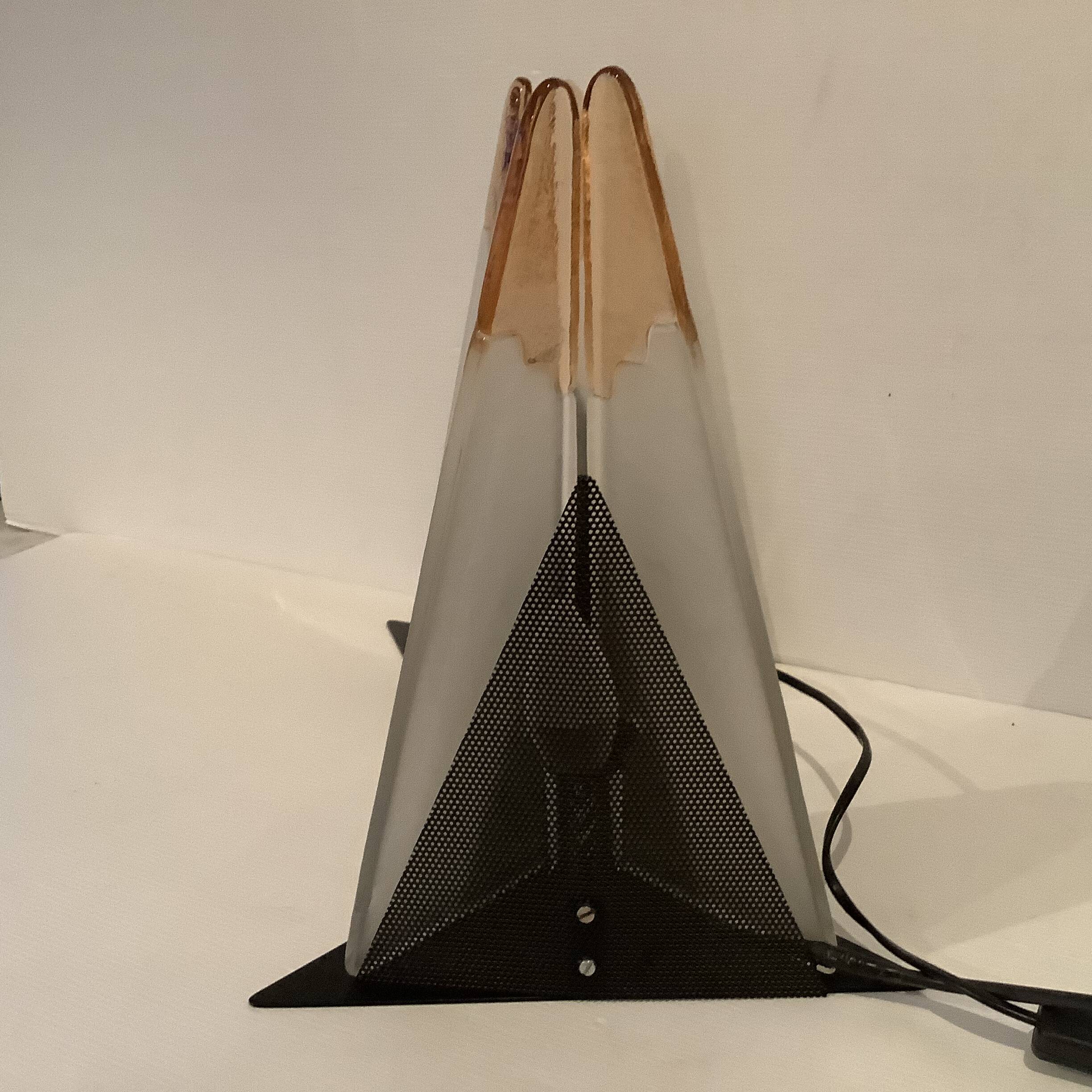 Murano Pair of 2 Lamps Glass Plate Two-material Vintage 1980 DLG Vetro