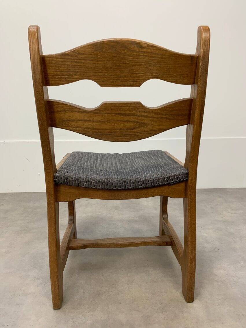 6 vintage solid wood brutalist chairs