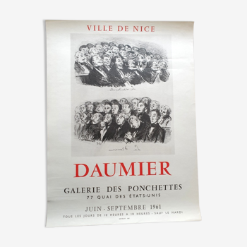 Affiche en couleurs Imprimerie Mourlot Exposition "Honoré Daumier" 1961