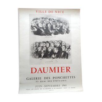 Affiche en couleurs Imprimerie Mourlot Exposition "Honoré Daumier" 1961