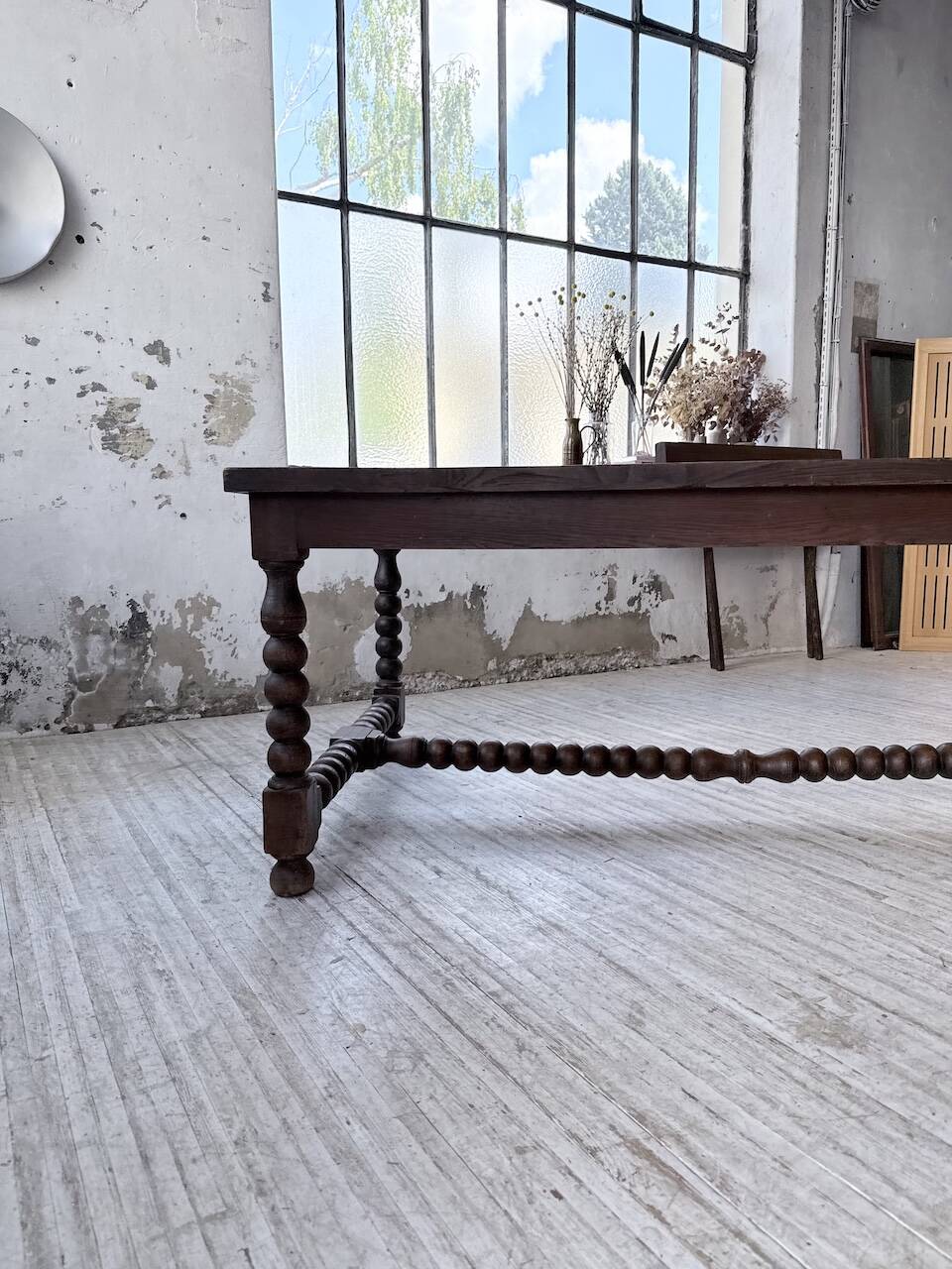 Solid oak table 1900 drapery style XL 280cm with extensions