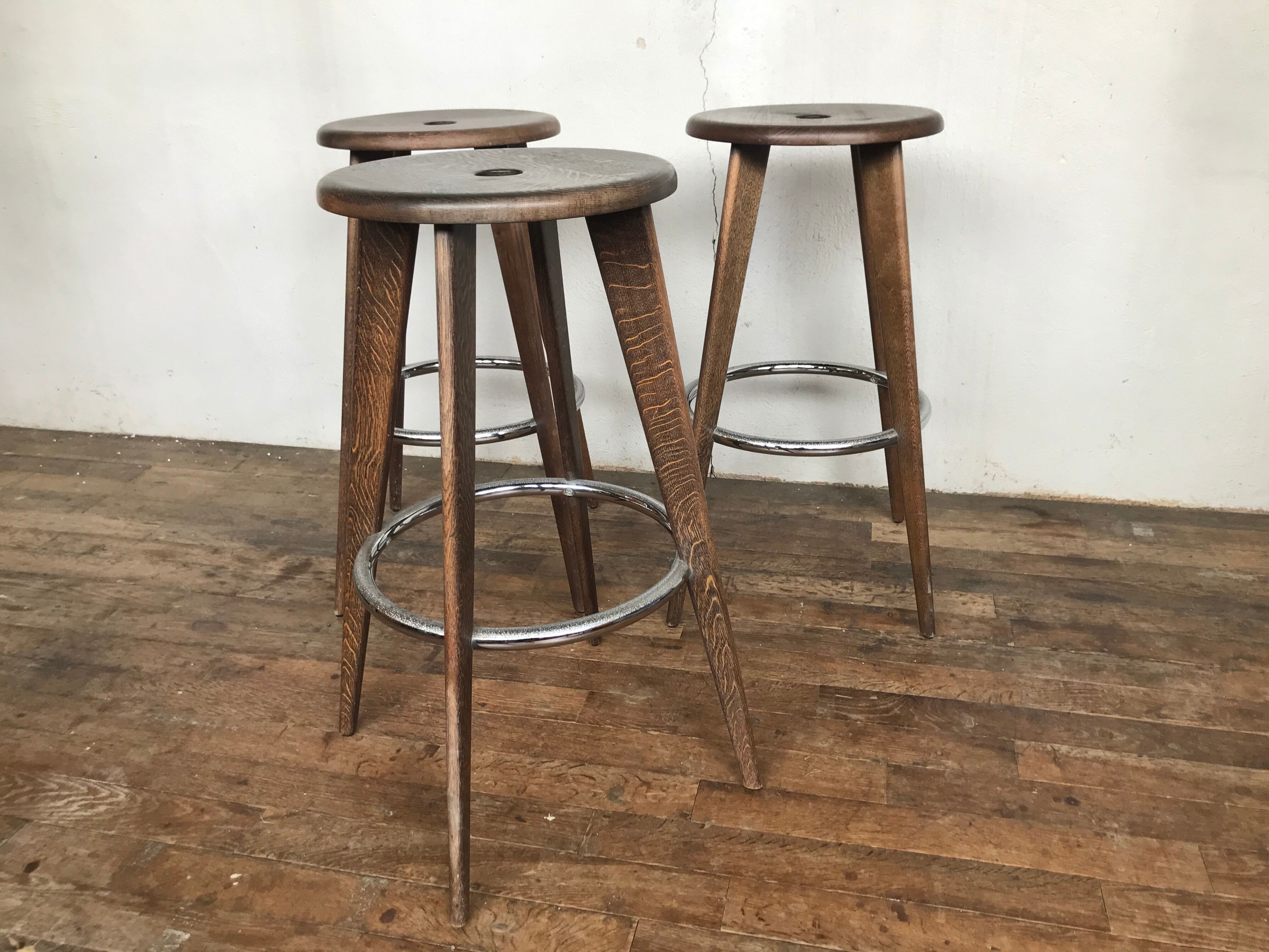 3 stools of bar design Jean Prouvé edition Vitra 2002